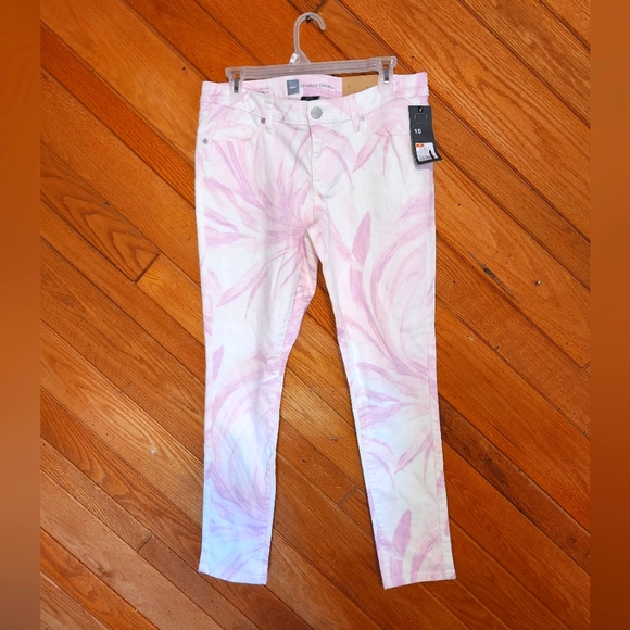 Mossimo size 10 pink and white mid waist and straight hip skinny jeans - Picture 1 of 8